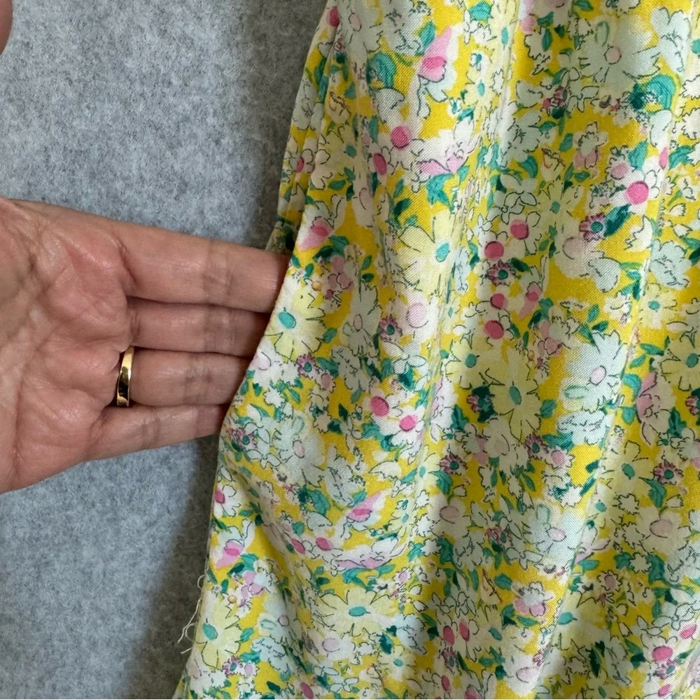 Torrid Yellow Floral Dress Womens 1 1X 14-16 Mini Challis Tiered Sleeveless Tank - Picture 5 of 14
